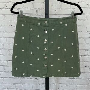 Miami Button Down Floral Green Skirt